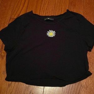 Black daisy Derek heart crop top
